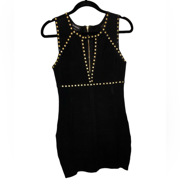 bebe Dresses & Skirts - Bebe Studded Black Body-con Dress Size M